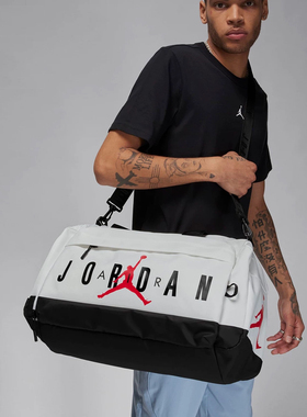 正品Nike耐克JORDAN男女百搭浅色大容量训练健身斜挎包HF7296-100