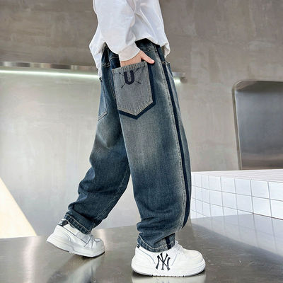 儿童装男童牛仔裤2025春秋新款时尚炸街痞帅气男孩秋装休闲裤子潮