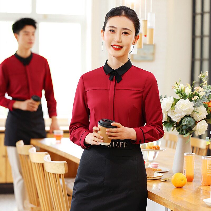 衣研堂服务员工作服餐饮蛋糕火锅店西餐厅时尚衬衣秋冬服装长袖女