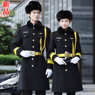 高档形象岗毛呢大衣加厚加长保暖保安制服全套物业酒店乐队礼宾服