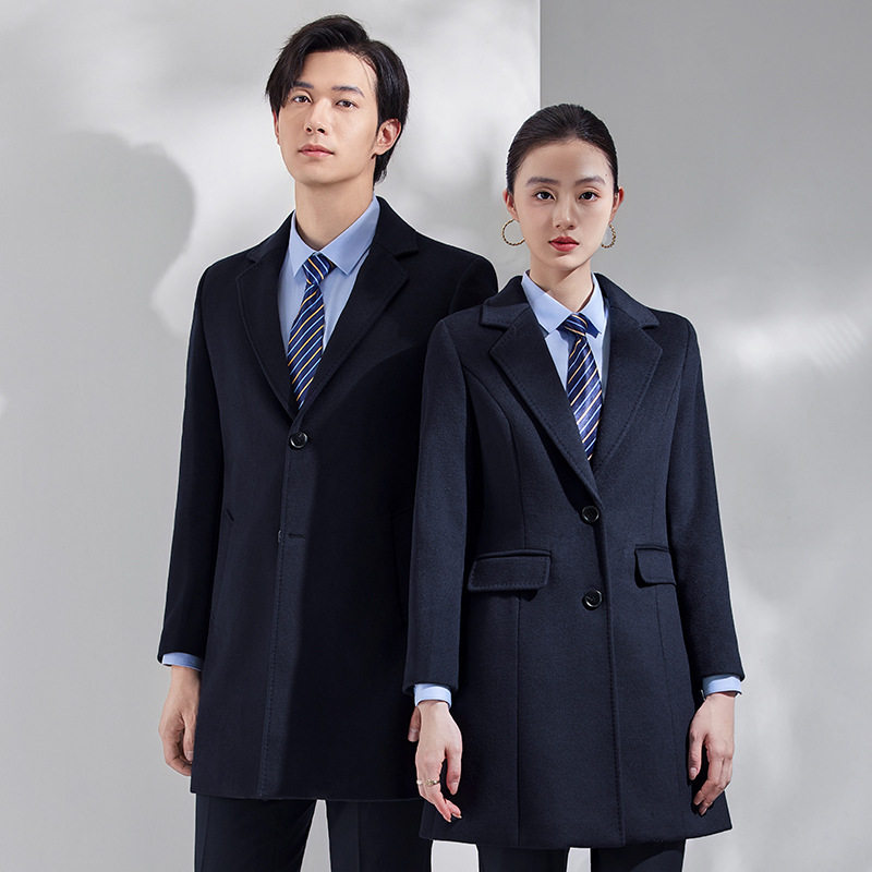 双面绒毛呢大衣中长款男女款羊毛呢子外套行政制服企业银行工作服