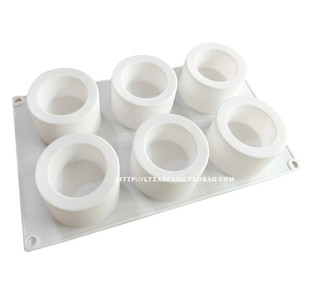 6连中空凹槽圆柱布丁模具硅胶凹凸杯夹心慕斯蛋糕雪糕堡尔美克模