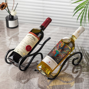 红酒架子斜放轻奢高级感摆件酒柜桌几玄关展示架酒瓶置物架瓶架拖