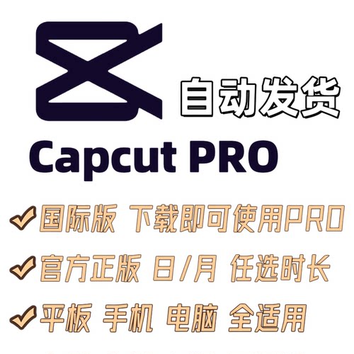 capcut+可续费+可开票+自动发货