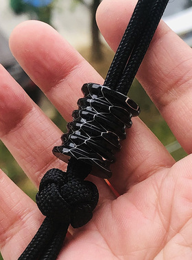 SSD黑色蜂巢树脂伞绳刀坠吊坠DIY背包钥匙扣挂坠刀珠EDC工具配饰