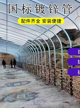 大棚骨架钢管全套蔬菜种植养殖猪牛鸡椭圆管半坡暖棚保温钢架连栋