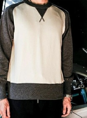 PrintAce重磅阿美咔叽纯棉桶织毛圈加厚布插件肩长袖美式卫衣套头