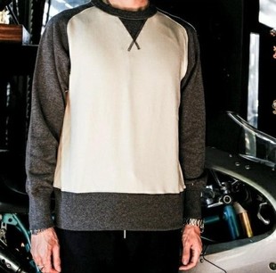 PrintAce重磅阿美咔叽纯棉桶织毛圈加厚布插件肩长袖美式卫衣套头