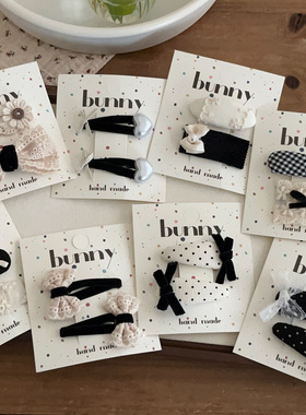 黑色系小香风蝴蝶结bb夹少女波点花边掰掰夹碎发刘海夹侧边夹发卡