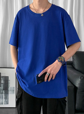 纯衣服男潮牌半袖insT恤宽松学生短袖黑色搭体恤港风百五分潮夏季