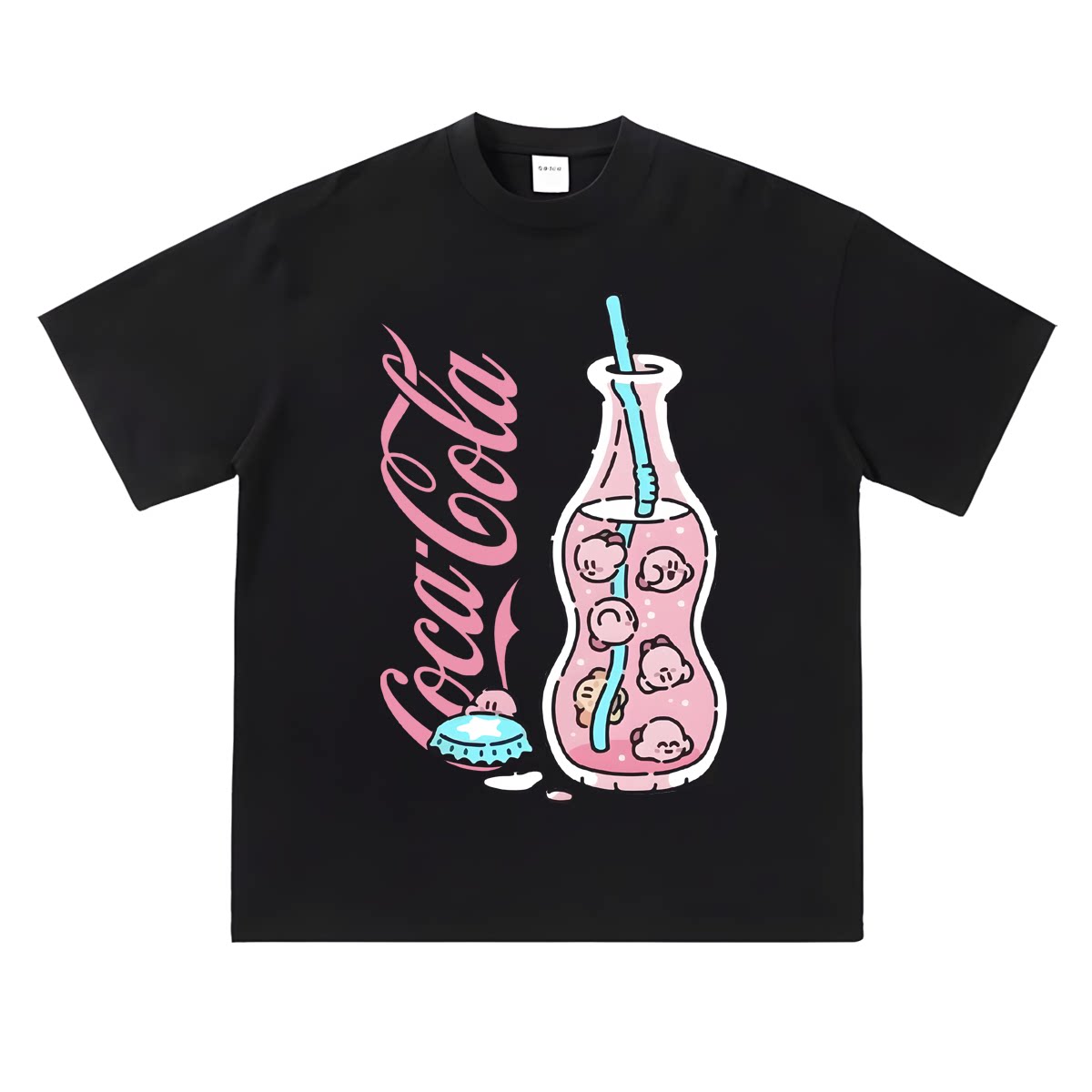 二次元星之卡比联名可乐汽水印花短袖T恤男女夏季潮宽松情侣上衣