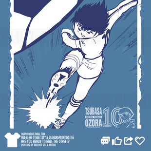 动漫卡通二次元足球小将大空翼周边纯棉短半袖宽松T恤男女夏季bf