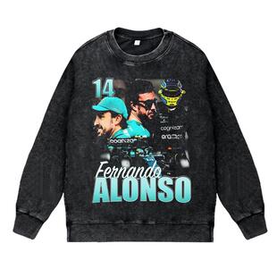 美式复古vintage高街潮流纳斯卡F1方程式阿隆索圆领套头卫衣男