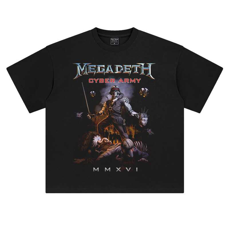 落肩款megadeth美式印花纯棉T恤