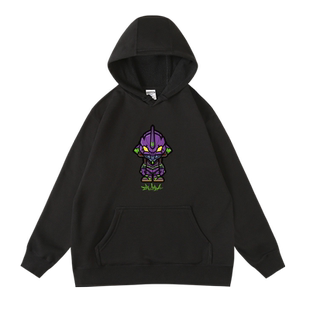 动漫EVA初号机新世纪福音战士周边印花加绒连帽套头卫衣秋冬男女