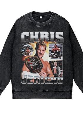美式复古vintage高街潮流WWE职业摔跤克里斯·杰里科圆领套头卫衣