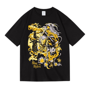 夏季纯棉圆领宽松短袖杀戮尖塔游戏尖塔奇兵周边潮牌印花T恤男女