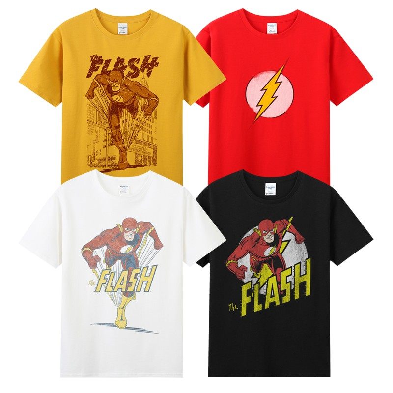 纯棉短袖半袖T恤DC正义联盟美漫英雄闪电侠周边theflash复古印花