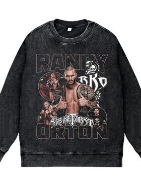 美式复古vintage高街WWE职业摔跤兰迪奥顿毒蛇传奇杀手圆领卫衣男