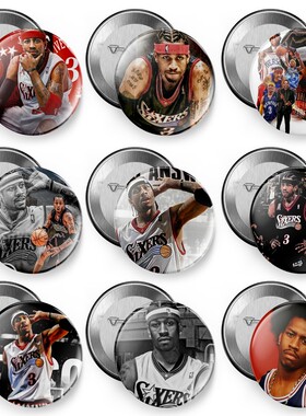 篮球AI3艾佛森周边费城76人吧唧谷子胸章书包挂件磁吸冰箱贴