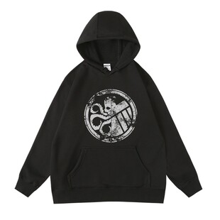 美剧九头蛇神盾局周边衣服印花联名潮牌秋冬加绒连帽卫衣男女情侣