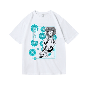 夏季二次元卡通动漫新世纪福音战士凌波eva周边纯棉短半袖T恤男女