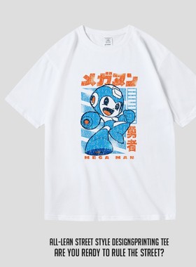 复古风游戏洛克人rockman印花夏季纯棉圆领短半袖男女中性T恤学生