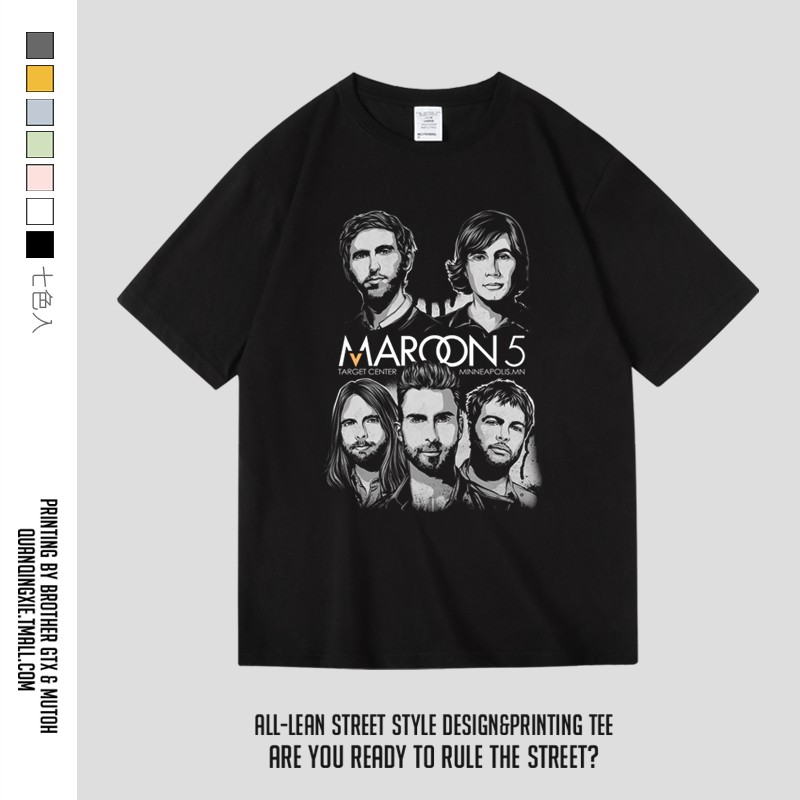 音乐摇滚队bf中性款短袖夏季