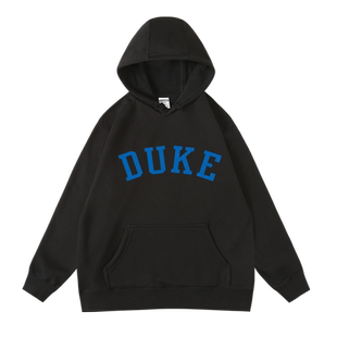 欧美风DUKE 杜克大学印花加绒卫衣 连帽衫秋冬男青少年宽松运动