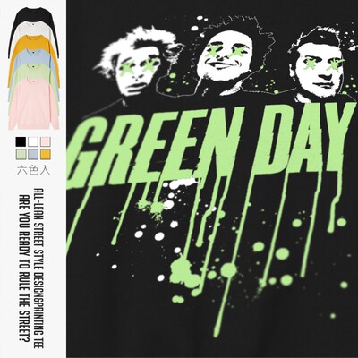 绿日乐队圆领宽松套头卫衣