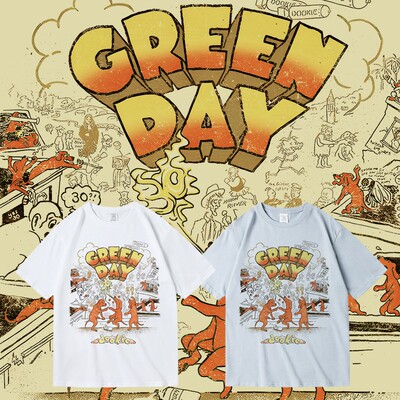 绿日摇滚朋克欧美乐队greenday周边纯棉夏季短袖圆领套头男女T恤