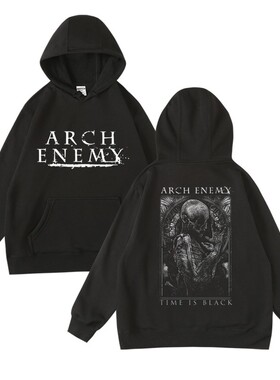 Arch enemy大敌金属乐队摇滚印花秋冬加绒连帽套头卫衣男女情侣款