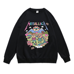 metallica日系动漫风格青春男女宽松卫衣圆领套头穿搭学生青少年