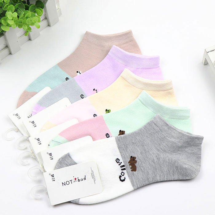 5双装袜子女士短袜纯棉低帮浅口船袜可爱卡通防臭吸汗全棉休闲袜,女士内衣/男士内衣/家居服,短袜,淘宝优惠券,粉丝福利购,淘宝优惠卷