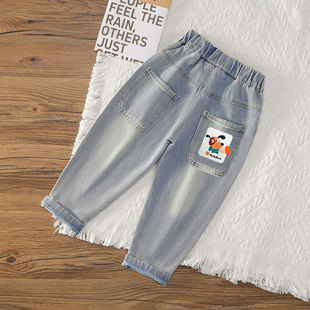 洋气小男孩卡通休闲裤 儿童春秋装 牛仔裤 2026新款 子潮儿炸街长裤