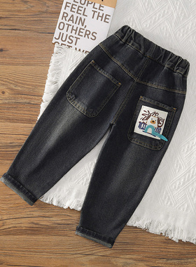 男童牛仔裤春秋2025新款儿童裤子休闲裤洋气宝宝卡通小男孩长裤