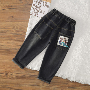 洋气宝宝卡通小男孩长裤 男童牛仔裤 子休闲裤 儿童裤 春秋2025新款