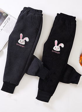 女童雪尼尔加绒裤宝宝裤冬裤特厚外穿儿童加厚一条过冬一体绒裤子