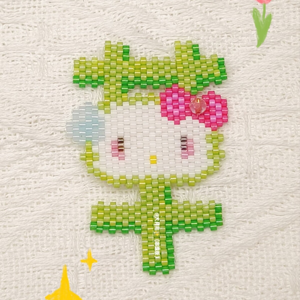 手工串珠马赛克hellokitty项链可爱卡通小众设计感闺蜜礼物挂件