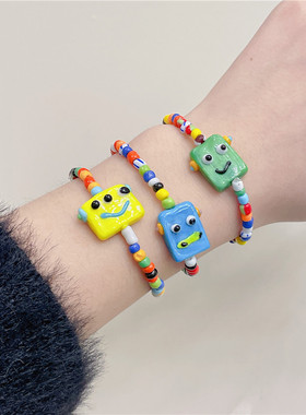 小怪兽串珠手链弹力绳闺蜜礼物
