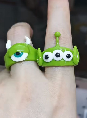 小怪兽可爱卡通金属滴油开口戒