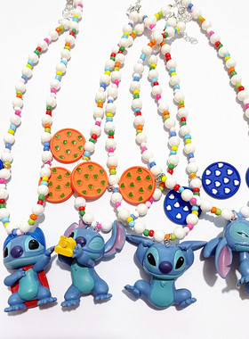 树脂卡通个性怀旧短款项链史迪仔