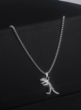 小众个性复古金属风霸王龙项链