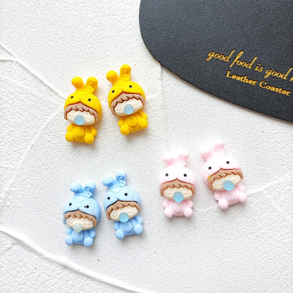 s925银 可爱嘟嘟泡泡兔宝宝少女娃娃软妹日系耳钉耳夹耳环