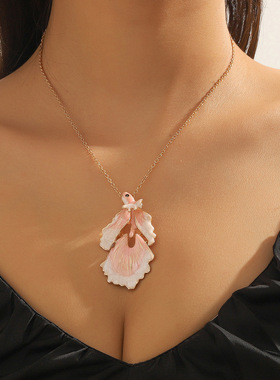 轻奢金色星星粉色小鱼气质项链