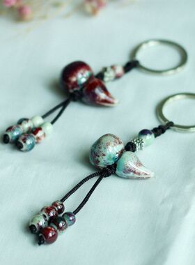 景德镇高温陶瓷饰品 葫芦挂件 钥匙扣 福禄 小工艺品 小礼品批发
