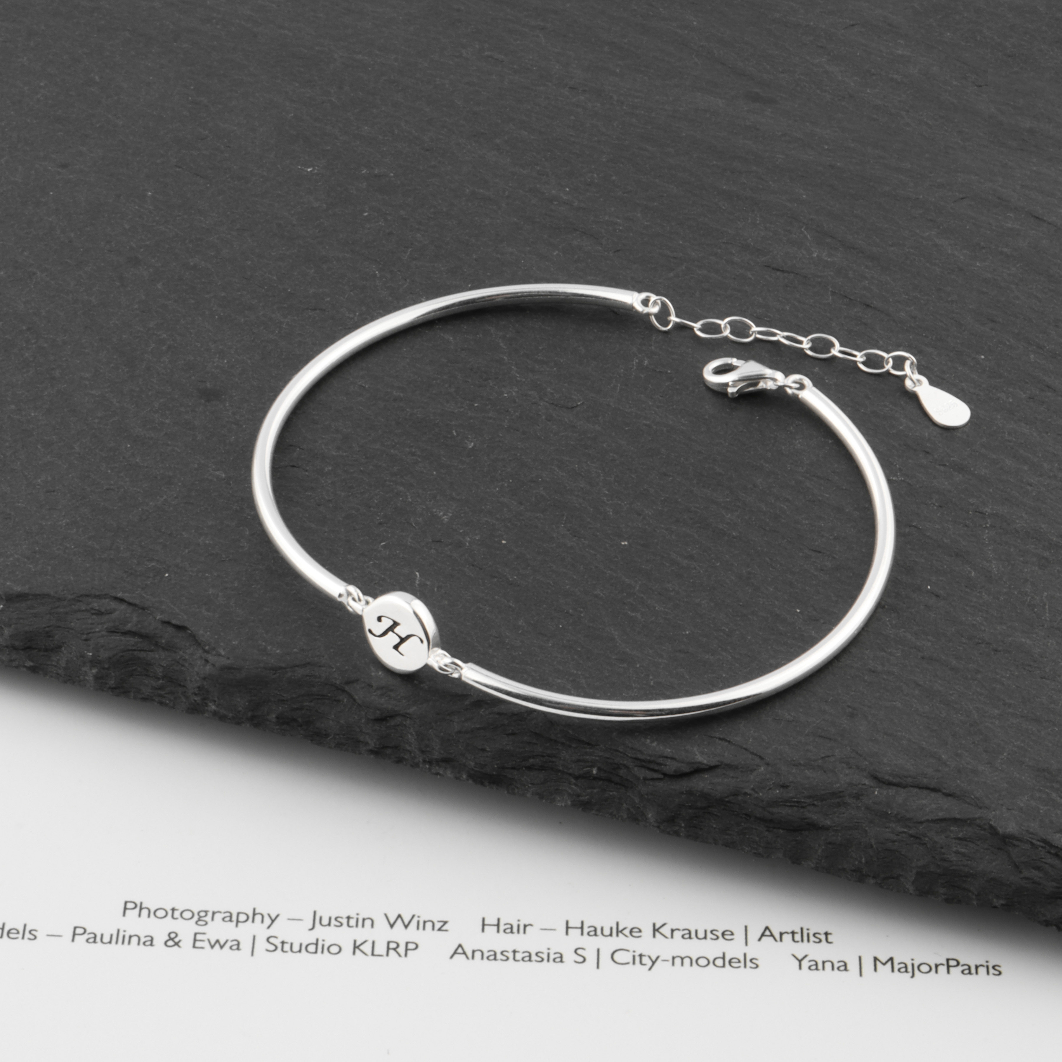 韩国东大门s925纯银字母mh手链女银管手镯轻奢冷淡风ins小众银饰