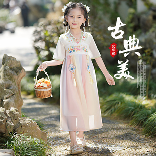 女童超仙中国风雪纺汉服连衣裙公主宝宝唐装改良襦裙子表演服夏装