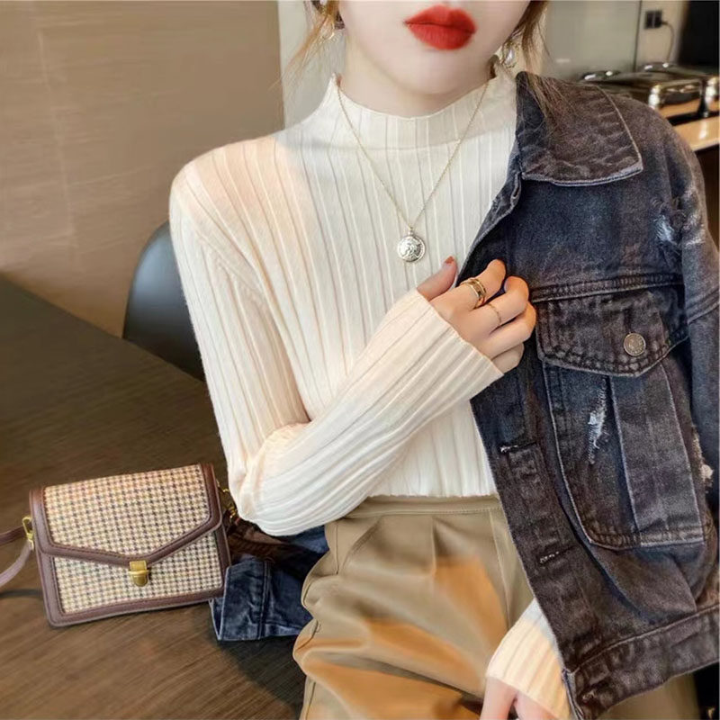 가을 겨울 간호 의류 바닥 셔츠 새로운 핏 하프 터틀넥 스웨터 산후 뜨거운 엄마 스타일 다목적 모유 수유 스웨터