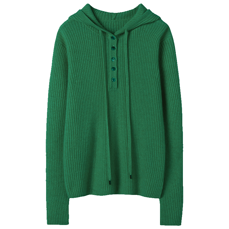 爱到骨子里了～连帽羊绒衫女纯山羊绒毛衣针织打底衫秋冬帽衫